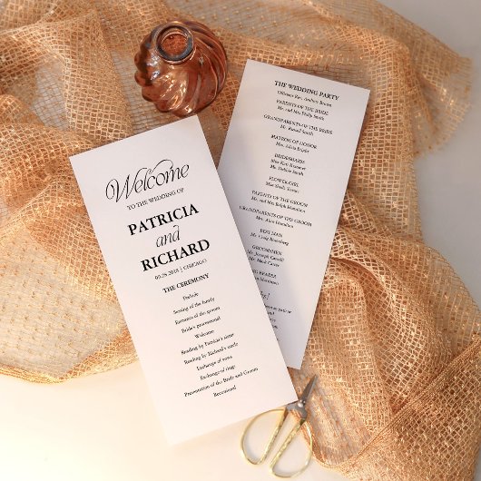 Minimalistisches Hochzeitsprogramm Ablaufplan Programm