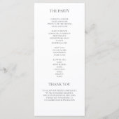 Minimalistisches Hochzeitsprogramm Elegantes Skrip Menükarte (Rückseite)