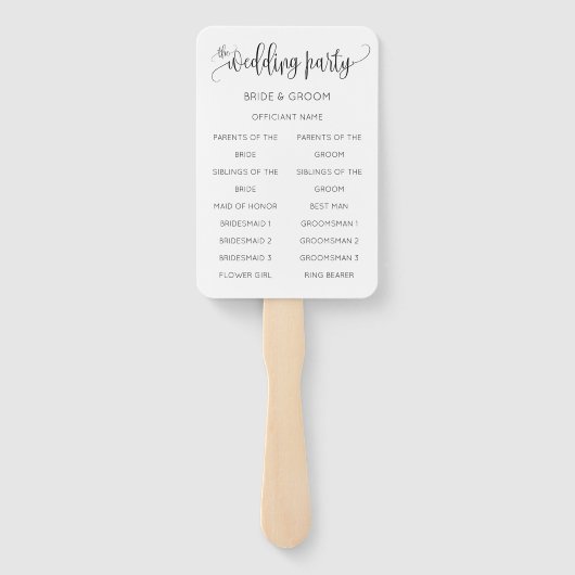 Minimalistisches Hochzeitsprogramm Fächer (Rückseite)