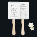 Minimalistisches Hochzeitsprogramm Fächer<br><div class="desc">Dieses minimalistische Hochzeitsprogramm ist perfekt für eine einfache Hochzeit. Das moderne romantische Design besticht durch klassische schwarz-weiße Typografie gepaart mit einer rustikalen und eleganten Kalligraphie mit Vintagem handgeschriebenem Stil. Anpassbar in jeder Farbe. Behalt das Design einfach und elegant, wie es ist, oder personalisiere es durch Hinzufügen von eigenen Grafiken und...</div>