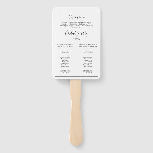 Minimalistisches Hochzeitsprogramm Fächer (Rückseite)