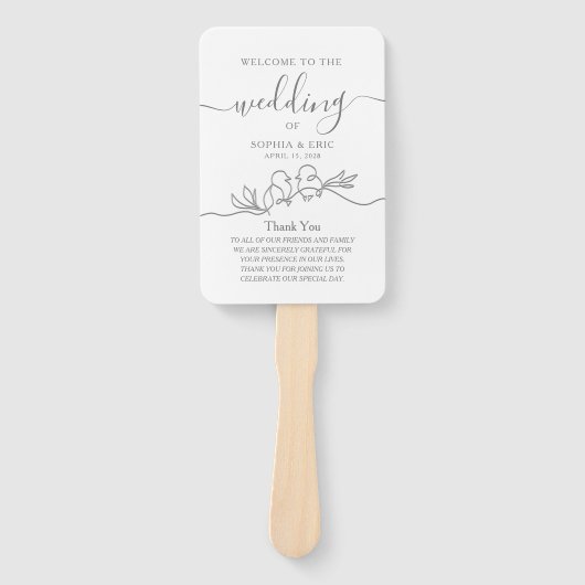 Minimalistisches Hochzeitsprogramm Fächer (Vorderseite)