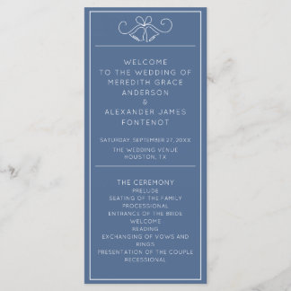 Minimalistisches Hochzeitsprogramm für Blau und We Programm