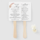 Minimalistisches Hochzeitsprogramm für Blush Pampa Fächer (Vorne und Hinten)