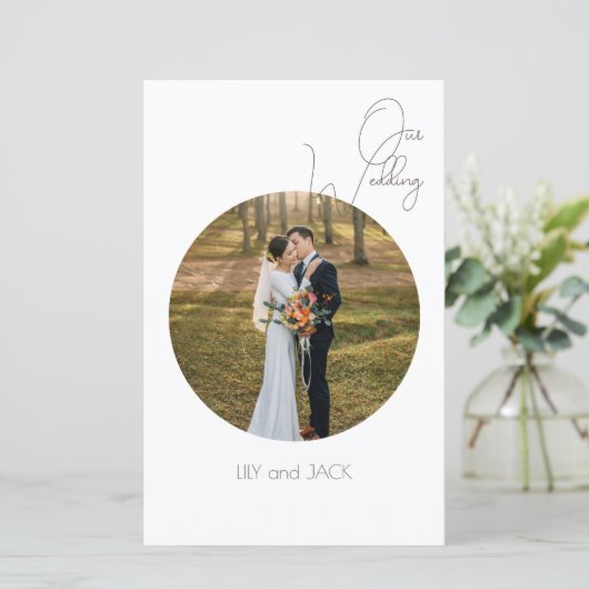 Minimalistisches Hochzeitsprogramm für das Round F (Stehend Vorderseite)