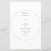 Minimalistisches Hochzeitsprogramm für das Round F (Rückseite)