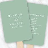 Minimalistisches Hochzeitsprogramm für Dusty Mint Fächer