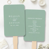 Minimalistisches Hochzeitsprogramm für Dusty Mint Fächer