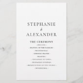 Minimalistisches Hochzeitsprogramm für Kalligrafie (Vorderseite)