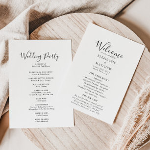 Minimalistisches Hochzeitsprogramm für Kalligrafie Programm