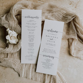 Minimalistisches Hochzeitsprogramm für Kalligrafie Programm