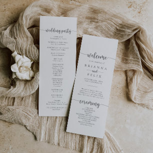 Minimalistisches Hochzeitsprogramm für Kalligrafie Programm