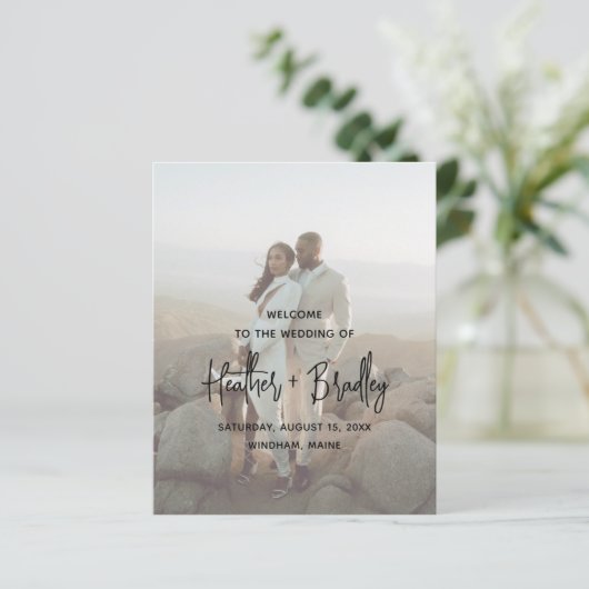 Minimalistisches Hochzeitsprogramm für Schwarz und (Stehend Vorderseite)