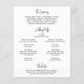 Minimalistisches Hochzeitsprogramm für Schwarz und (Rückseite)