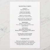 Minimalistisches Hochzeitsprogramm für Schwarz und (Rückseite)