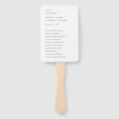 Minimalistisches Hochzeitsprogramm für Schwarz und Fächer (Vorderseite)