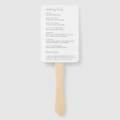 Minimalistisches Hochzeitsprogramm für Schwarz und Fächer (Rückseite)