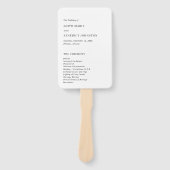 Minimalistisches Hochzeitsprogramm für Schwarz und Fächer (Vorderseite)