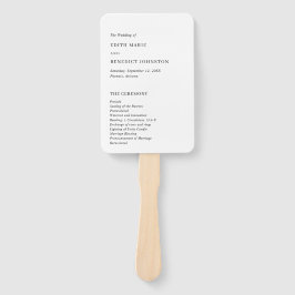 Minimalistisches Hochzeitsprogramm für Schwarz und Fächer