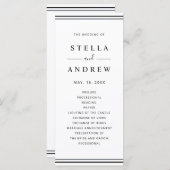 Minimalistisches Hochzeitsprogramm für Schwarz und Programm (Vorne/Hinten)