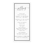 Minimalistisches Hochzeitsprogramm für Schwarz und Werbekarte (Hinten)