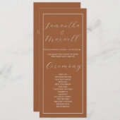 Minimalistisches Hochzeitsprogramm für Terrakotta (Vorne/Hinten)