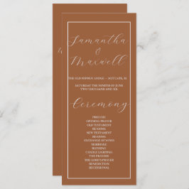 Minimalistisches Hochzeitsprogramm für Terrakotta 