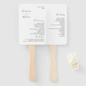 Minimalistisches Hochzeitsprogramm Hand Fan Fächer (Vorne und Hinten)