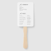 Minimalistisches Hochzeitsprogramm-Handfächer Fächer (Rückseite)