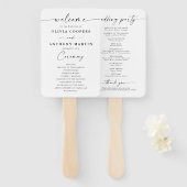 Minimalistisches Hochzeitsprogramm Handfan Fächer (Vorne und Hinten)