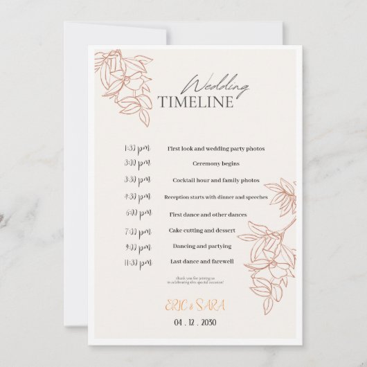 Minimalistisches Hochzeitsprogramm in Beige & Einf Einladung (Vorderseite)