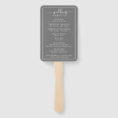 Minimalistisches Hochzeitsprogramm in Grau und Wei Fächer (Rückseite)