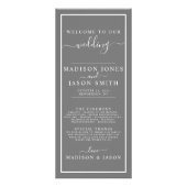 Minimalistisches Hochzeitsprogramm in Grau und Wei Werbekarte (Vorne)