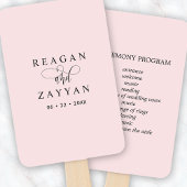 Minimalistisches Hochzeitsprogramm in Rosa Fächer