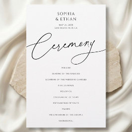 Minimalistisches Hochzeitsprogramm Kalligrafie Wei