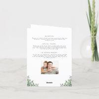 Minimalistisches Hochzeitsprogramm mit floralen Fü