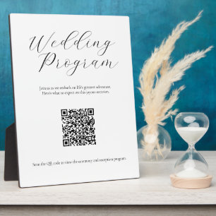 Minimalistisches Hochzeitsprogramm mit QR-Code Fotoplatte