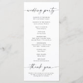 Minimalistisches Hochzeitsprogramm Programm (Rückseite)