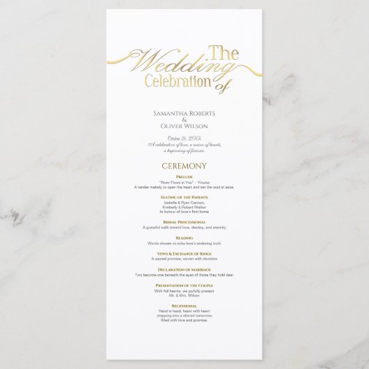 Minimalistisches Hochzeitsprogramm Programm (Vorderseite)