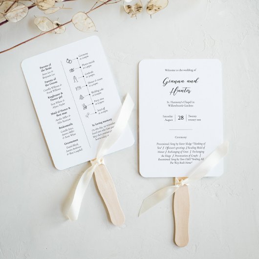 Minimalistisches Hochzeitsprogramm (Set von 10) Ha Fächer