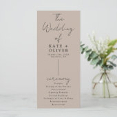 Minimalistisches Hochzeitsprogramm von Beige (Stehend Vorderseite)