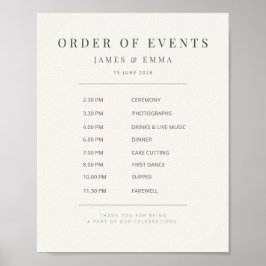 Minimalistisches Hochzeitsschild | Warmweiß Poster
