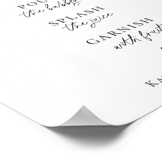 Minimalistisches Hochzeitssegment Bubbly Bar Sign Poster