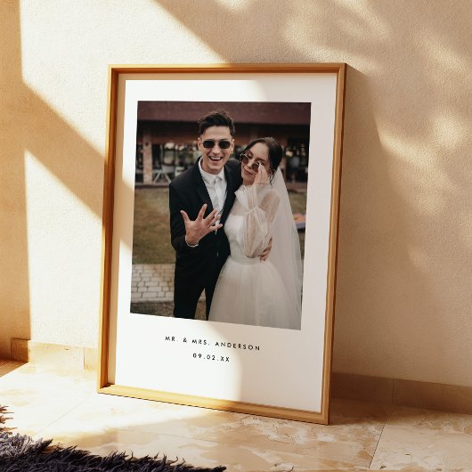 Minimalistisches Hochzeitssemble Foto Mr & Mrs Cus Poster