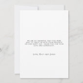 Minimalistisches Hochzeitsskiosk - Foto Vielen Dan Dankeskarte (Rückseite)