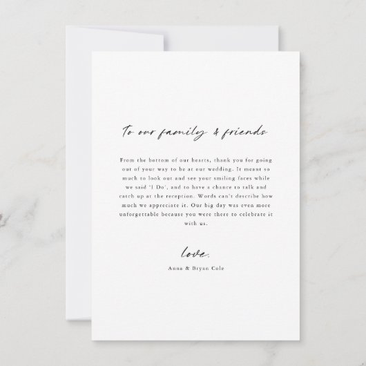 Minimalistisches Hochzeitsstift Foto Dankeschön Ka Dankeskarte (Rückseite)