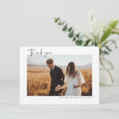 Minimalistisches Hochzeitsstift Foto Dankeschön Ka Dankeskarte (Stehend Vorderseite)