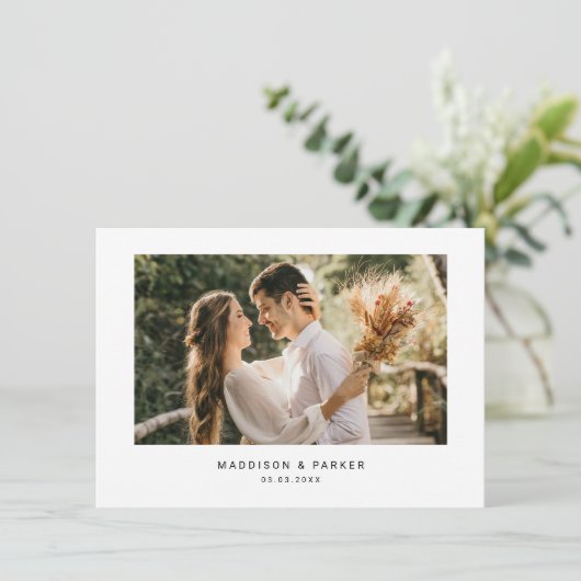 Minimalistisches Hochzeitsstift Foto Dankeschön Ka Dankeskarte (Stehend Vorderseite)