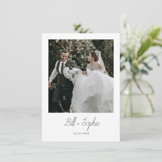 Minimalistisches Hochzeitsstift Foto Dankeschön Ka Dankeskarte (Stehend Vorderseite)