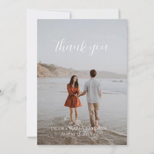 Minimalistisches Hochzeitsstift Foto Dankeschön Ka Einladung (Vorderseite)